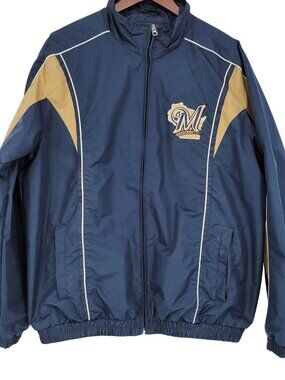 Milwaukee Brewers Baseball Navy Full Zip Windbreaker Jacket Men’s L G-III MLB